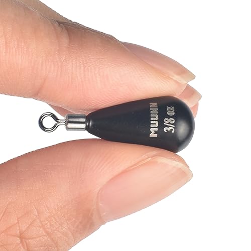 Matte Black Tungsten Drop Shot Weights 3/64oz - 5 Pack with Rotating Round Eye