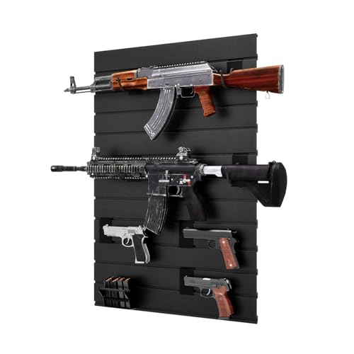 Gun Wall Rack with Magazine Storage - Modular Rifle & Pistol Organizer, Black