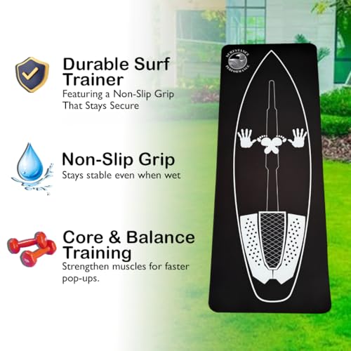 Surf Training Mat 72 x 27.5 Inches for Balance & Pop-Up Practice - Non-Slip Surfboard Trainer for Surf Fitness