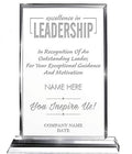 Excellence In Leadership Customized Crystal Award Trophy 6.5" - Employee Recognition, Corporate Gift