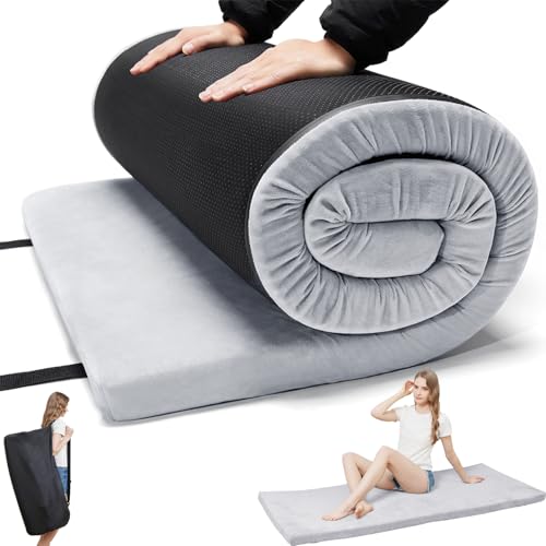 Twin Foam Camping Mattress with Washable Cover and Carry Bag - 75x38 Inches