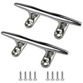 Marine Grade 316 Stainless Steel Open Base Dock Cleat 4 Inch - 2 Pack / 4 Pack - Rope & Kayak Hardware