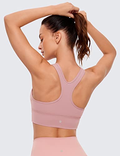 Women's Quick Dry Sports Bra Crop Top - V-Neck Ruched Padded Yoga Bra, Small, Rose Fragrant Purple