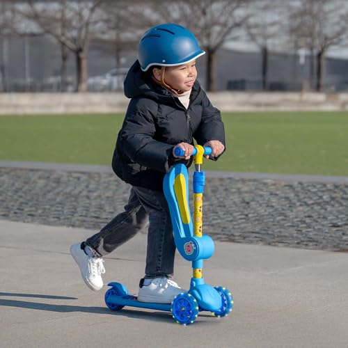 Jetson Kids 3-Wheel Kick Scooter with LED Lights, Light-Up Wheels, Adjustable Handlebar, Blue - Light & Easy Fold