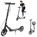 Black Dual Brake Kick Scooter with Adjustable Height & Wider Pedals for Kids, Teenagers & Adults