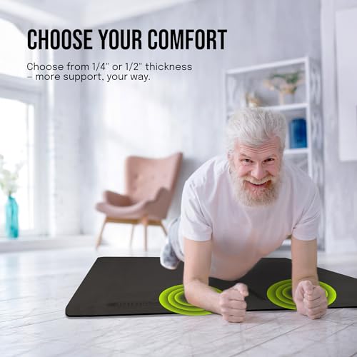 Extra Large Yoga Mat 6'x4' Thick Exercise Mat for Home Workout - Black, 1/4 Inch