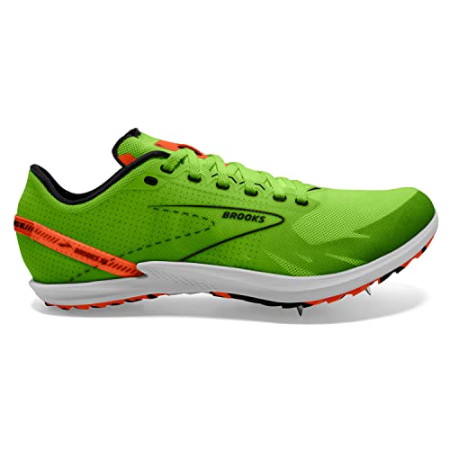 Supportive Cross-Country Running Shoe - Spikeless, Brooks, Women/Men 10.5/9, Green Gecko/Red Orange/White Variation