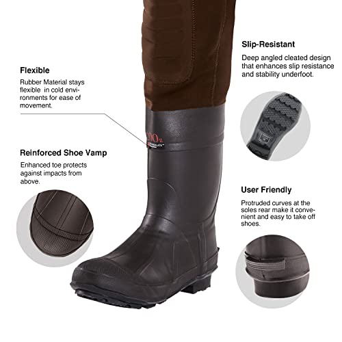 TIDEWE Neoprene Chest Waders for Men - Waterproof Bootfoot Hunting Waders - Brown 11