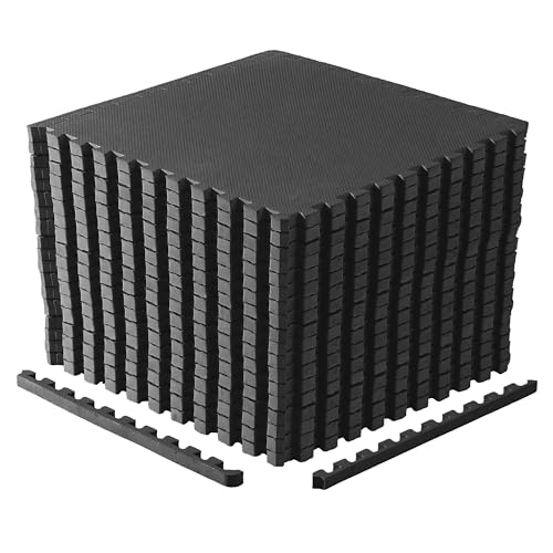 CAP 24-Inch Interlocking EVA Foam Puzzle Exercise Mat, 1 Inch Thick, Black, 18 Tiles (72 SQ FT)