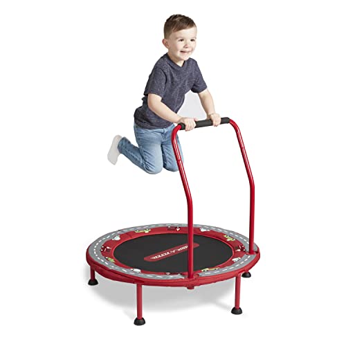 Radio Flyer Kids' 2-in-1 Trampoline with Racetrack Play Mat - Durable Bouncing & Play
