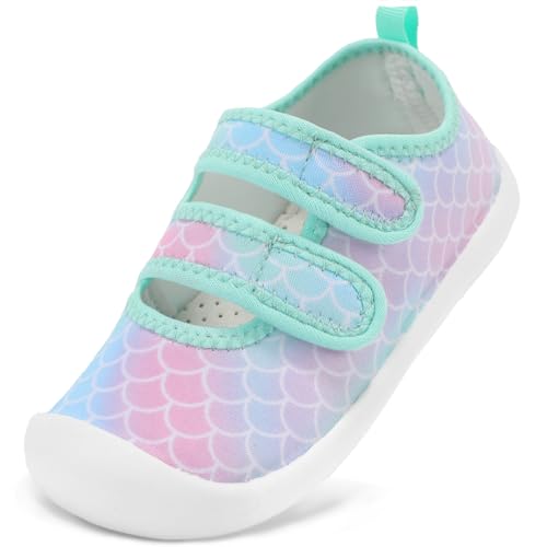 Toddler Water Shoes Boys Girls Summer Beach Quick Dry Non Slip Aqua Socks - 7 Teal Scale