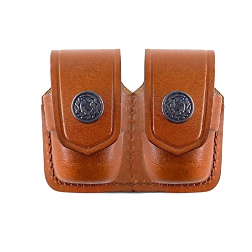 Koltster Double Leather Speedloader Pouch for 357 Magnum, 38 Special & 44 Magnum - Brown