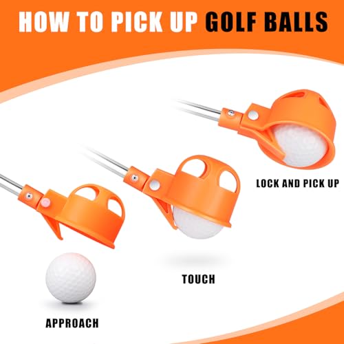 Golf Ball Retriever Telescopic 9Ft with Grabber, Stainless Steel Water-Use Pick Up