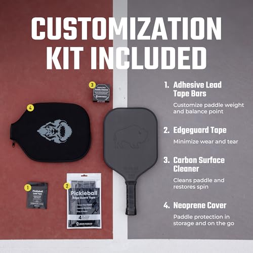 Bison Paddles The Rampage Control Carbon Fiber Pickleball Paddle - Spin & Precision