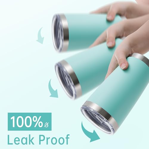Turquoise 20 oz Stainless Steel Tumblers Bulk Set with Lids - 12 Pack