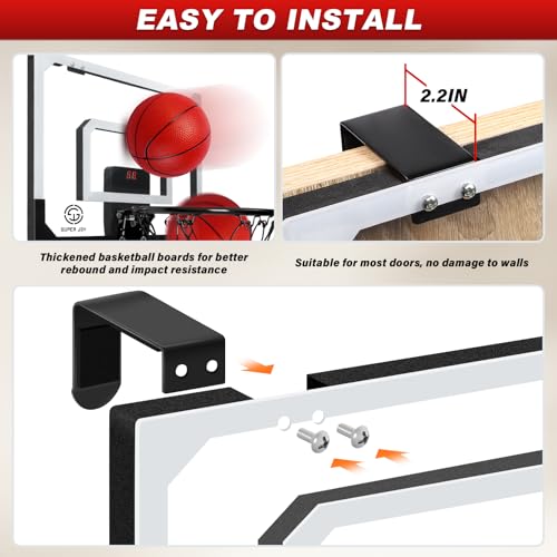 Mini Basketball Hoop Over The Door with Electronic Scoring and Accessories