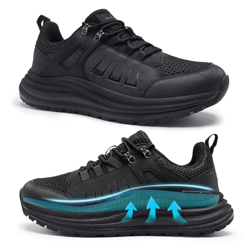 Men's Orthopedic Running Shoes Black 11 W - Arch Support & Pain Relief