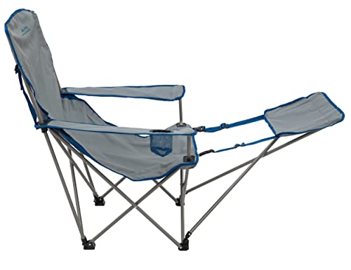 Portable Camping Lounge Chair with Footrest and Adjustable Armrests - Gray/Blue