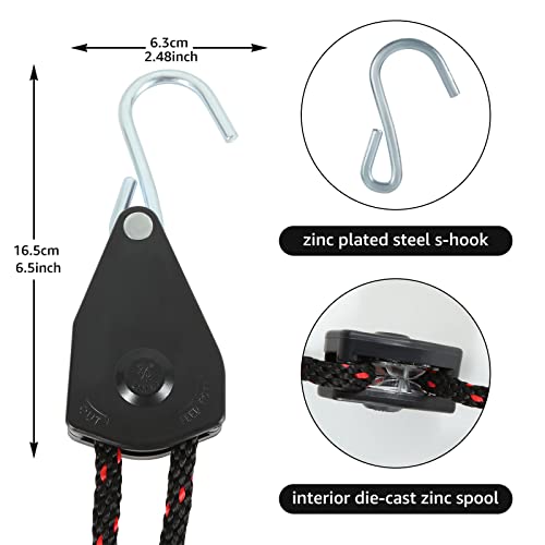 2pcs Adjustable 3/8 Inch Kayak Rope Tie Downs with Metal Hooks - Heavy Duty Straps, 11.8ft Length