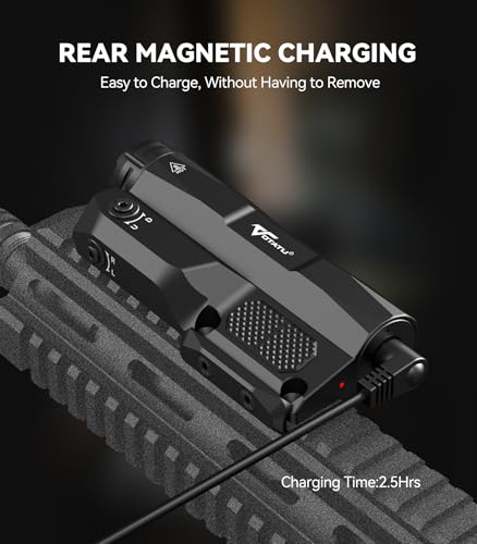 VOTATU M6LP-G High Power 3000 Lumen Rechargeable LED Flashlight with Green Laser Combo, Picatinny & M-LOK Mount