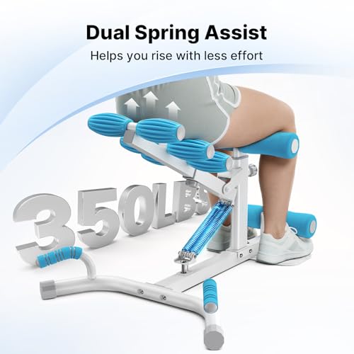 MERACH Adjustable Deep Squat Machine for Women - White & Blue, XL - Home Glutes & Leg Workout Equipment
