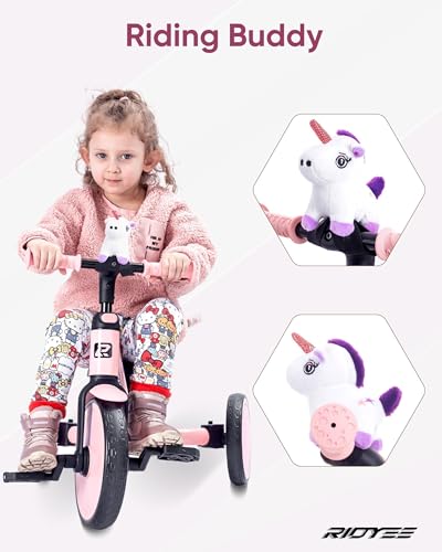 Toddler Tricycle 5-in-1 Kids Ride-On with Parent Steering Pink - Grow with Child