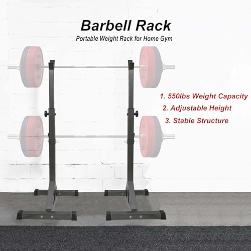 Unigift Adjustable Squat Rack - 550LBS Capacity, 40-66 Inch Steel Power Stand for Home Gym