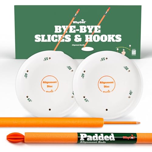 WHYGOLF Alignment Discs & Padded Golf Alignment Rods Bundle - Pro Swing Training Aids