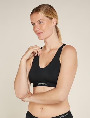 Women's Merino Wool Sports Bra - Medium Black, Cool-Lite™ Racerback