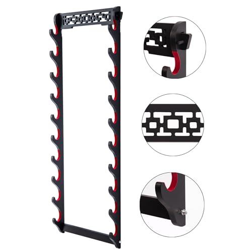 10-Tier Samurai Sword Wall Mount Holder Velvet Padded Display Rack