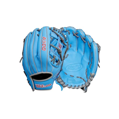 Youth Baseball Glove 11" Infield Right Hand Throw Blue/Grey/Red - Wilson A500