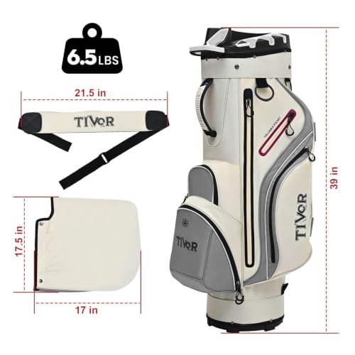 White 14-Way T-Lock Golf Cart Bag with Full-Length Dividers & 9 Pockets