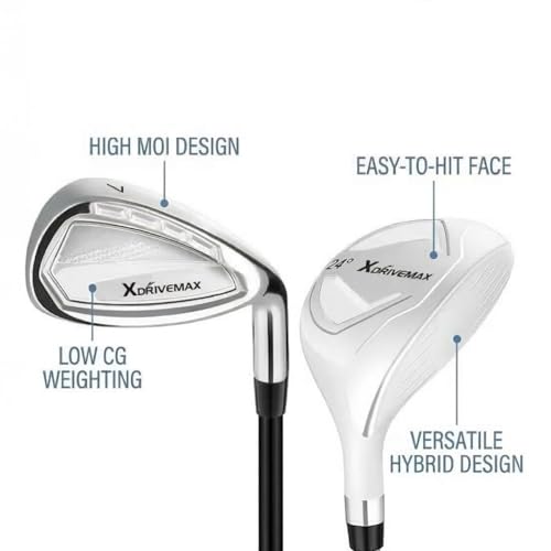 Right Hand Golf Club Set for Men & Women - White, 8-Piece Complete Set with Bag