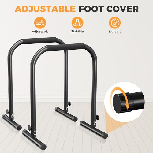 Heavy Duty Adjustable Dip Bar Station for Home Gym - Parallette Bars, Tall Steel Construction