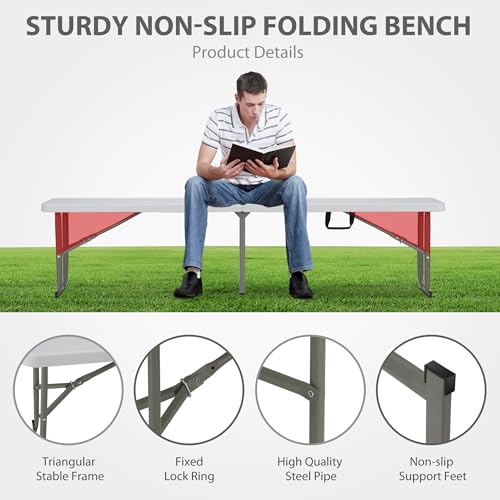 Candockway 6ft Folding Outdoor Bench Lock 2-Pack Waterproof Portable
