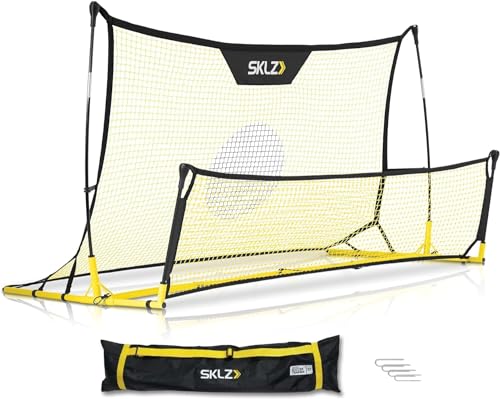 SKLZ Quickster Soccer Trainer - Dual-Sided Rebounder Practice Net for Solo Skills, Passing & Control - Weather Resistant, Adjustable Frame, Carry Bag