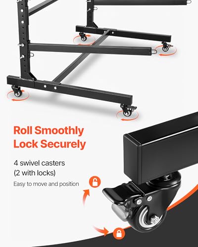 Heavy Duty Kayak Storage Rack for 3 Kayaks - Black, Adjustable & Lockable Wheels