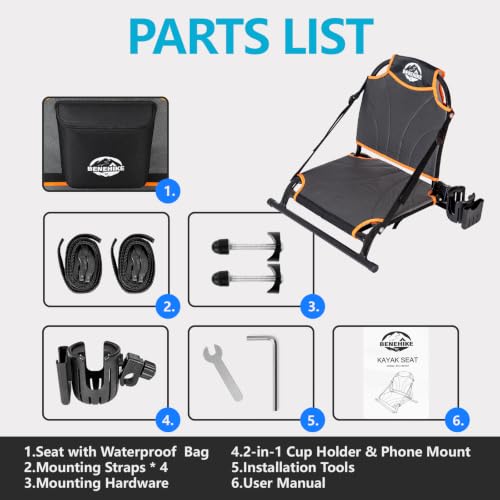 Adjustable Kayak Seat with Waterproof Storage for Inflatable & Sit-On-Top Kayaks