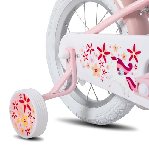 JOYSTAR Kids Bike for Girls 12 Inch Unicorn Bicycle with Training Wheels - Pink, Ages 2-4
