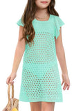 Girls Crochet Swim Cover Up Kids Summer Beach Dress Mint 9-10 Years