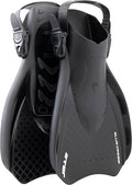 Cressi Star Swim Fins Open-Heel Adjustable Foot Pocket - Black/Black, L/XL