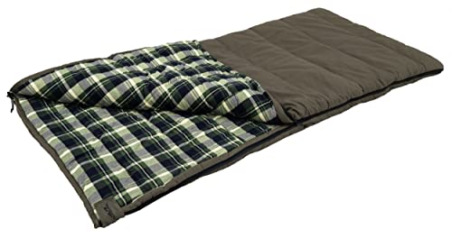 ALPS OutdoorZ Redwood Green -10°F Flannel-Lined Over-Sized Sleeping Bag for Cold Weather Camping