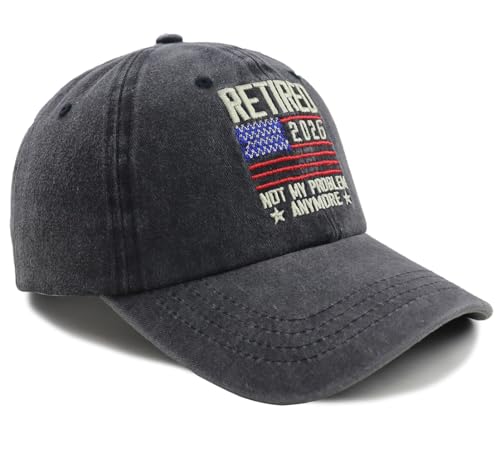 Retired 2026 Not My Problem Anymore Baseball Cap - Black, Adjustable Embroidered Denim Hat