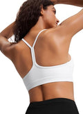 Women's Medium White Comfy Racerback Sports Bra with Removable Pads - Workout & Daily Use