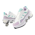 Rosrabit 2-in-1 Unisex Retractable Roller Skate Shoes - Purple, 4.5