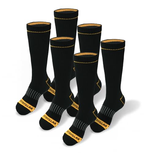 CAT Mens 6-Pack Half Cushioned Crew Socks - Large Black