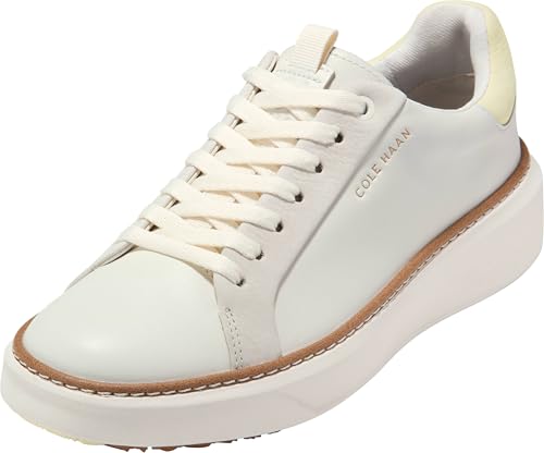Cole Haan Women's Grandpro Topspin Golf Shoes - 6 Wide Powder/Wax Yellow/Biscuit Waterproof