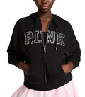 Victoria's Secret PINK Women's Campus Fleece Full-Zip Hoodie Black Medium