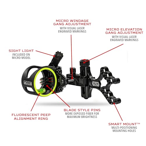 CBE Tactic Micro Bow Sight 5-Pin Ambidextrous Archery Scope with Fiber Optic
