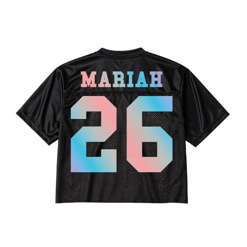 Mariah Carey Official Pride Crop Football Jersey - Small Black Rainbow Print